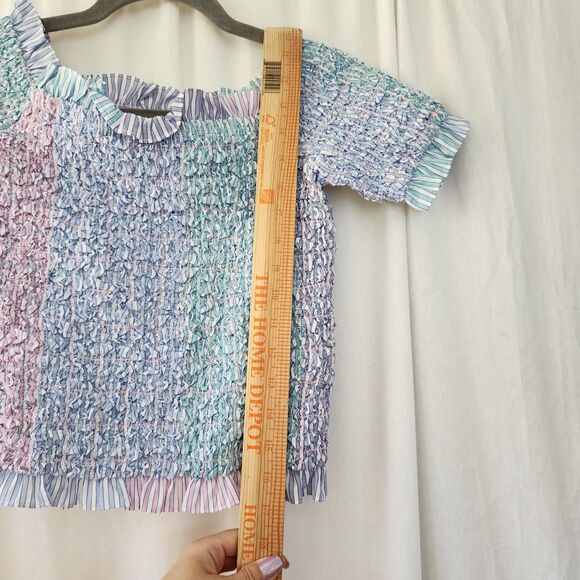 Petersyn NWT Kinsey Smocked Off-Shoulder Top REVOLVE M Blue Cottagecore Kidcore - Picture 9 of 12